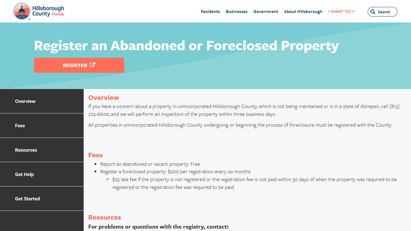 Hillsborough County - Register an Abandoned or Foreclosed Property